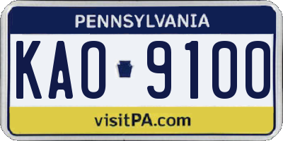 PA license plate KAO9100