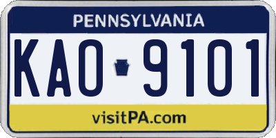 PA license plate KAO9101