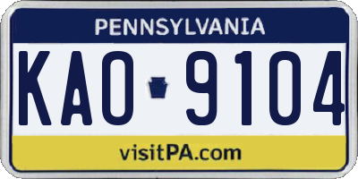 PA license plate KAO9104