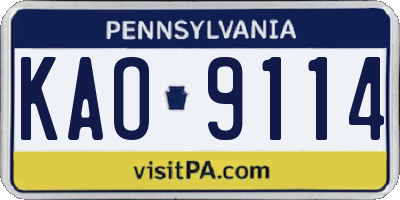 PA license plate KAO9114