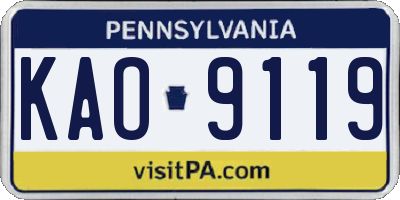 PA license plate KAO9119