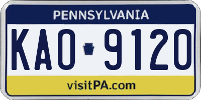 PA license plate KAO9120