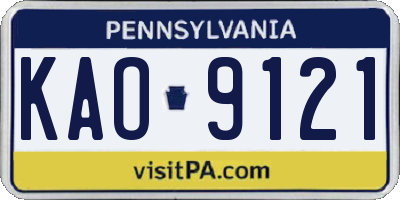 PA license plate KAO9121