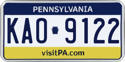 PA license plate KAO9122