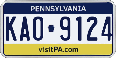 PA license plate KAO9124
