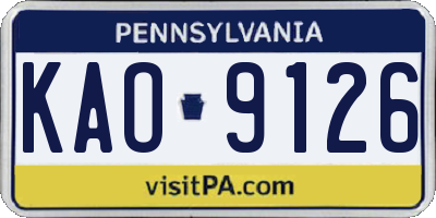 PA license plate KAO9126
