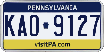 PA license plate KAO9127