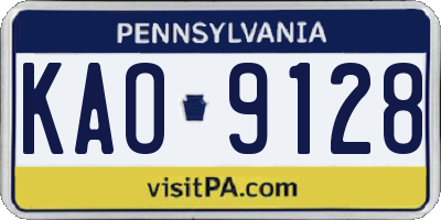 PA license plate KAO9128