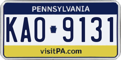 PA license plate KAO9131