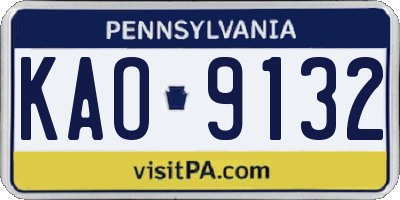 PA license plate KAO9132