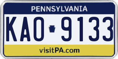 PA license plate KAO9133
