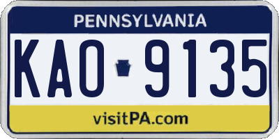 PA license plate KAO9135