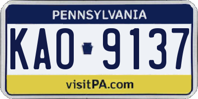 PA license plate KAO9137