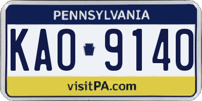 PA license plate KAO9140