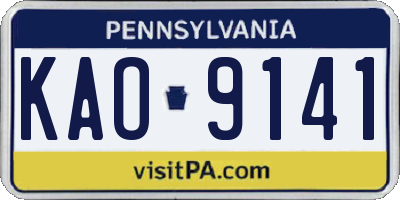 PA license plate KAO9141
