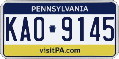 PA license plate KAO9145
