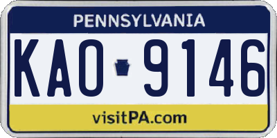 PA license plate KAO9146