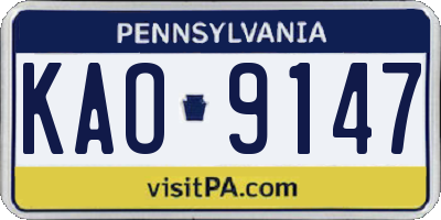 PA license plate KAO9147