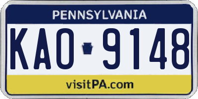 PA license plate KAO9148