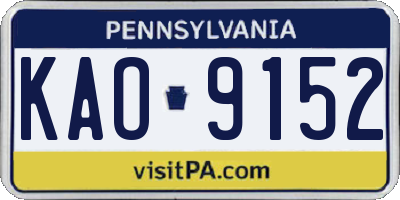PA license plate KAO9152