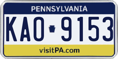 PA license plate KAO9153
