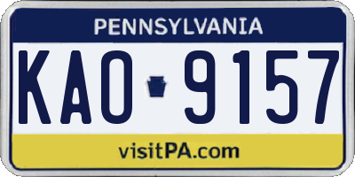PA license plate KAO9157
