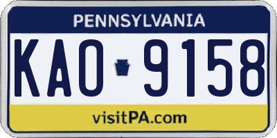 PA license plate KAO9158