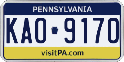 PA license plate KAO9170