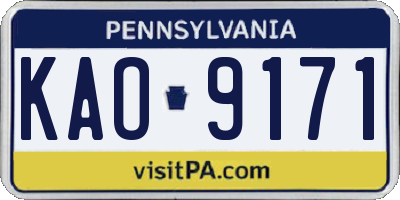 PA license plate KAO9171