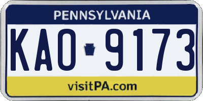 PA license plate KAO9173