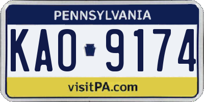 PA license plate KAO9174