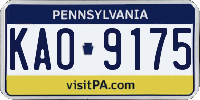 PA license plate KAO9175