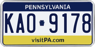 PA license plate KAO9178