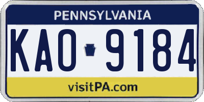PA license plate KAO9184