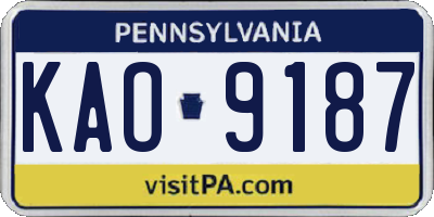 PA license plate KAO9187