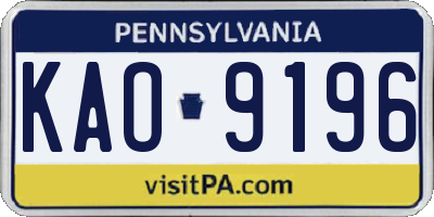 PA license plate KAO9196