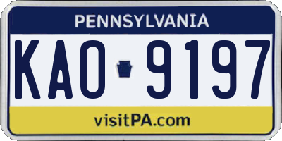PA license plate KAO9197