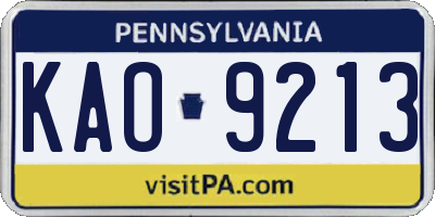 PA license plate KAO9213
