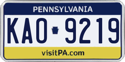 PA license plate KAO9219