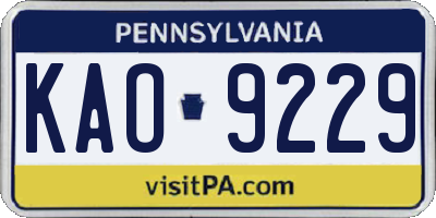 PA license plate KAO9229