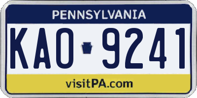 PA license plate KAO9241