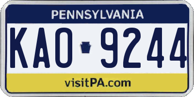 PA license plate KAO9244