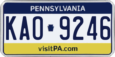 PA license plate KAO9246