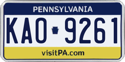 PA license plate KAO9261