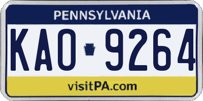 PA license plate KAO9264