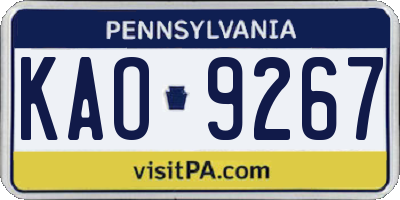 PA license plate KAO9267