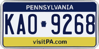 PA license plate KAO9268