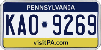 PA license plate KAO9269
