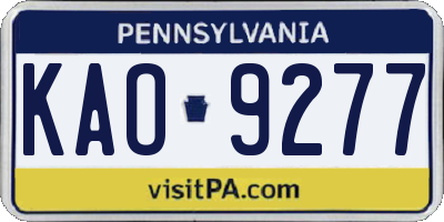 PA license plate KAO9277
