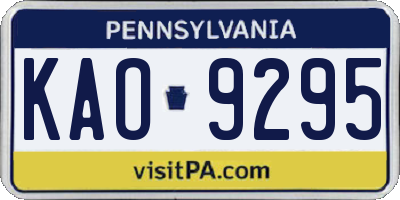 PA license plate KAO9295